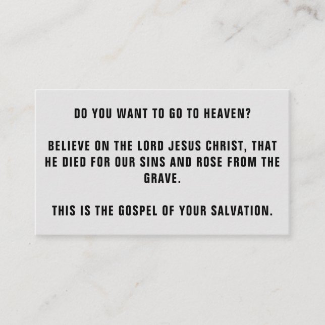 Budget GOSPEL TRACTS BUSINESS CARD (Front)
