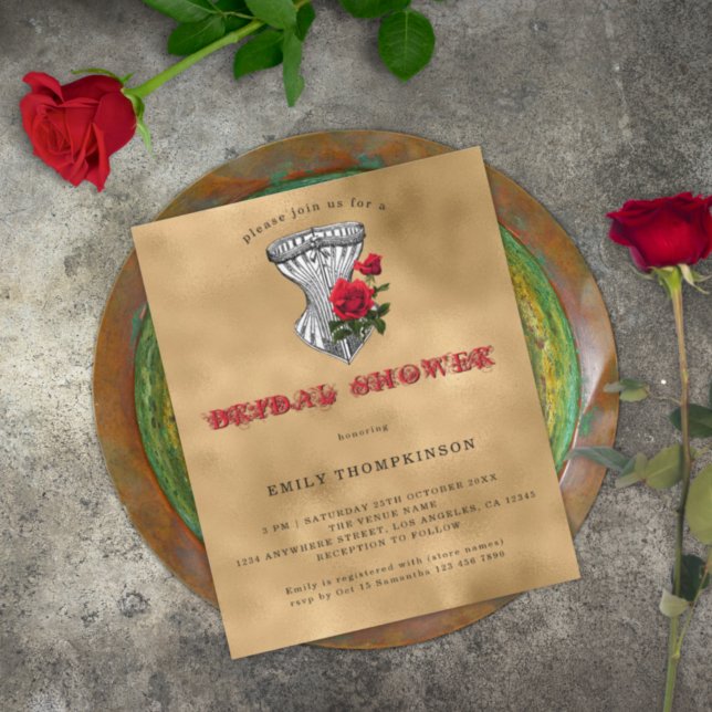 BUDGET Goth Steampunk Corset Bridal Shower Invite (Creator Uploaded)