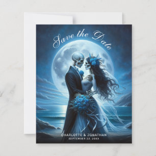 Budget Gothic Blue Skeletons Wedding Save the Date