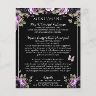 Budget Gothic Floral Bilingual Quinceañera Menu