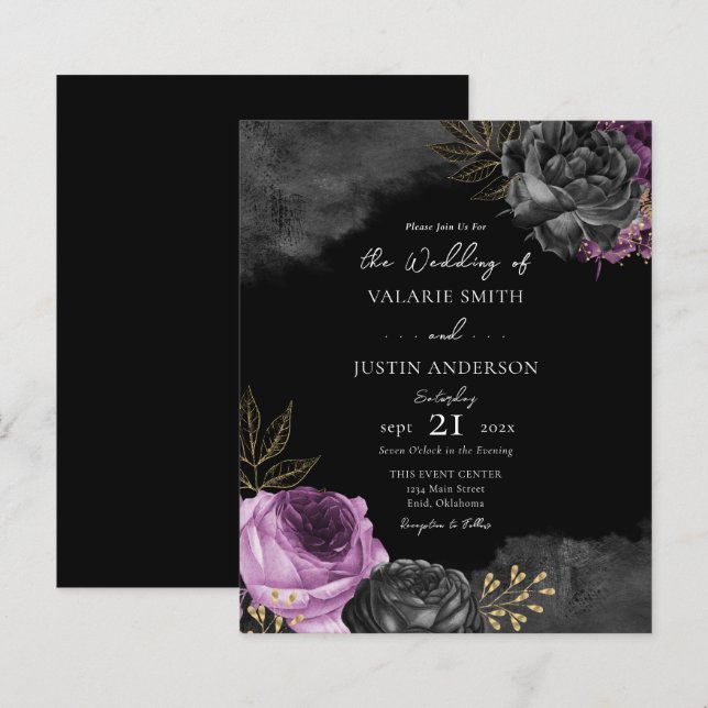 Budget Gothic Purple Floral Wedding  (Front/Back)