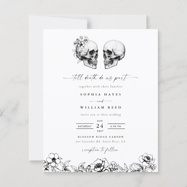 BUDGET Gothic Skull Hallowedding Retro Wedding (Front)