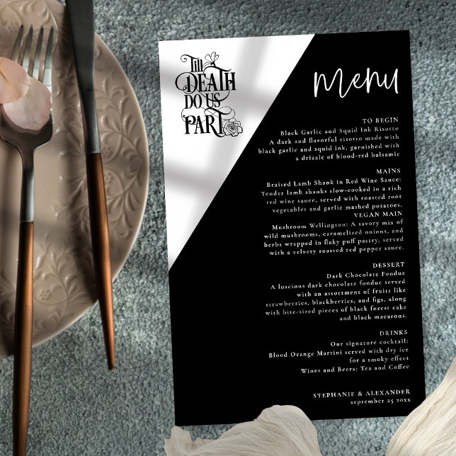 Budget Gothic Till Death Do Us Part Wedding Menu (Creator Uploaded)