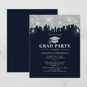 Budget Grad 2022 Glitter Navy Graduation Party