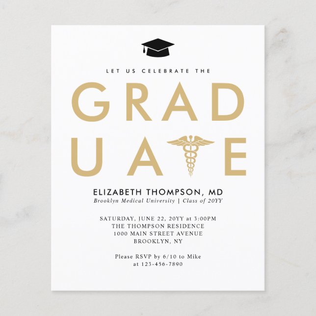 Budget Grad Medical School Doctor Graduation Party (Front)