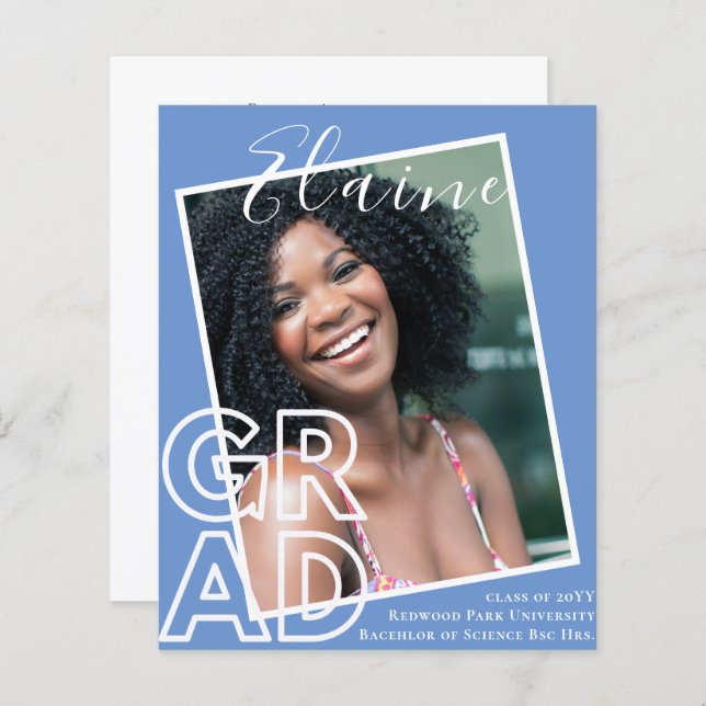 BUDGET GRAD Overlay PHOTO Graduation Announcement (Front/Back)