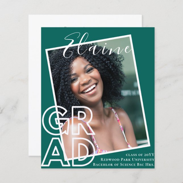 BUDGET GRAD Overlay PHOTO Graduation Announcement (Front/Back)
