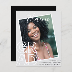BUDGET Grad PHOTO Announcement Thank You Invite