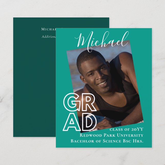 BUDGET Grad PHOTO Announcement Thank You Invite (Front/Back)