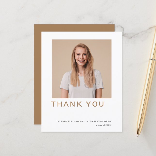 Budget Grad Photo Gold Graduation Thank You (Front/Back In Situ)