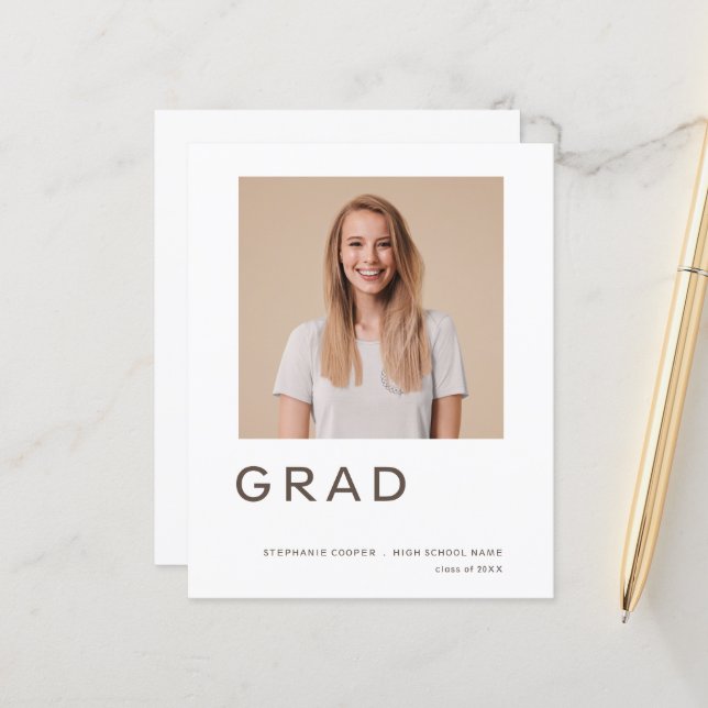 Budget Grad Photo Graduation Announcement (Front/Back In Situ)