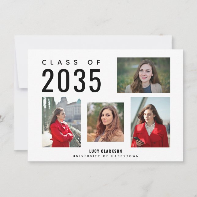 Budget Graduate 4 Photo Styled Collage Graduation  Card (Front)