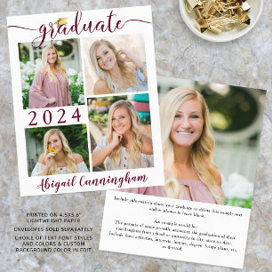 Budget Graduate Announcement Burgundy Script