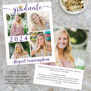 Budget Graduate Announcement Purple Script