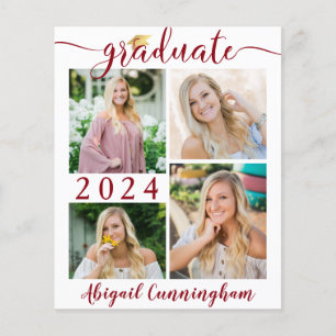 Budget Graduate Announcement Red White Script