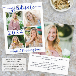 Budget Graduate Announcement Royal Blue Script