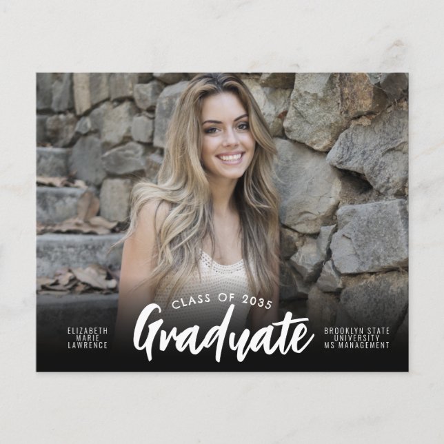 Budget Graduate Class Year Photo Graduation Card (Front)