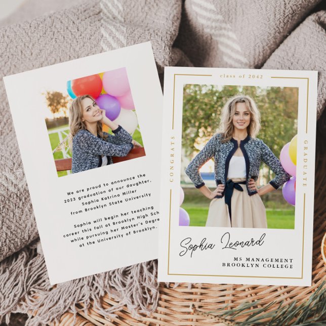 Budget Graduate Gold Frame Photo Graduation Card (Creator Uploaded)