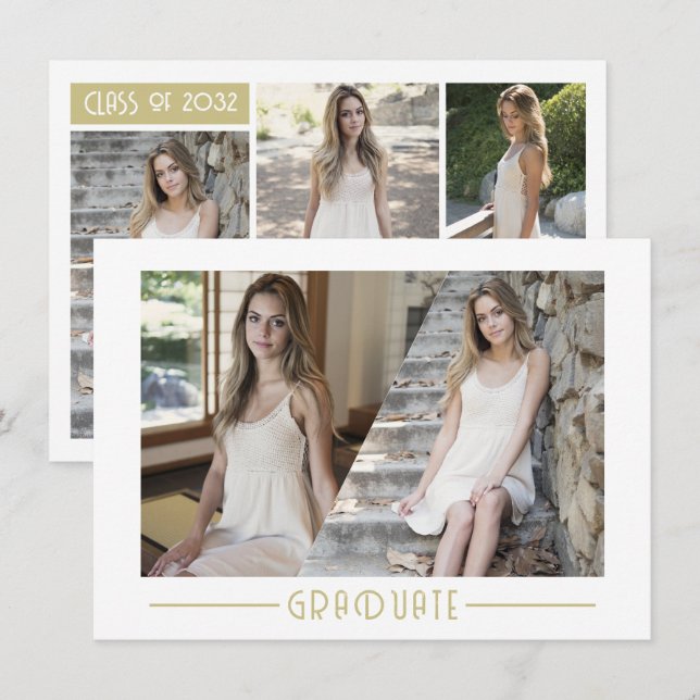 Budget Graduate Grad 6 Photo Collage Graduation Card (Front/Back)