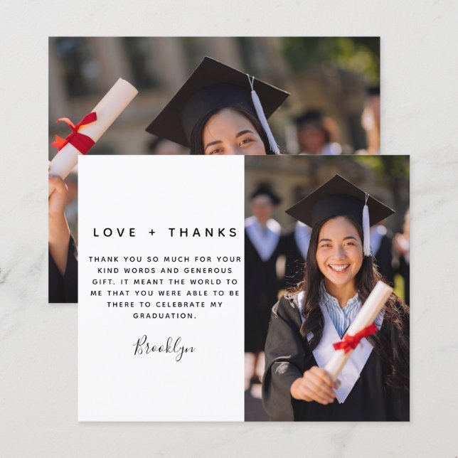 BUDGET Graduate Graduation Photo Thank You Card (Front/Back)