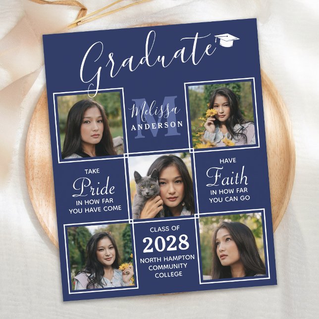 Budget Graduation 5 Photo Collage Party Invitation (Creator Uploaded)