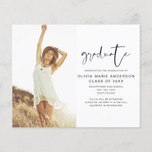 Budget Graduation Announcement Photo Minimalist