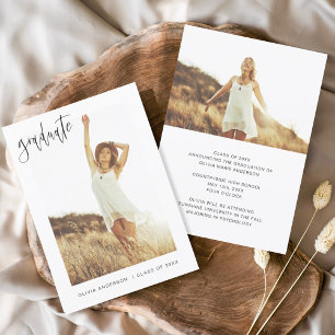 Budget Graduation Announcement Photo Minimalist Fl Flyer