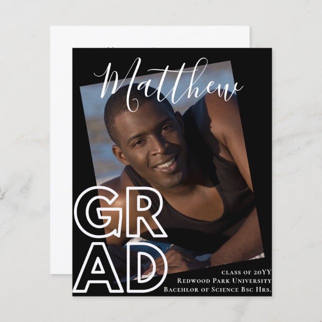 BUDGET Graduation Announcement PHOTO Modern Class (Front/Back)