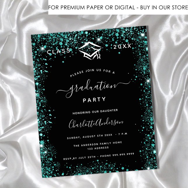 Budget graduation black green teal glitter (Creator Uploaded)