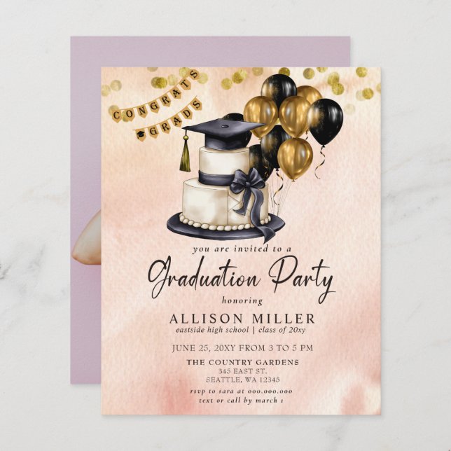 Budget Graduation Celebration Photo Graduation (Front/Back)