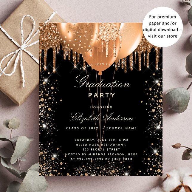 Budget graduation party black gold glitter dust (Creator Uploaded)