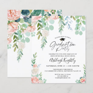 Budget Graduation Party Floral Script Invitation