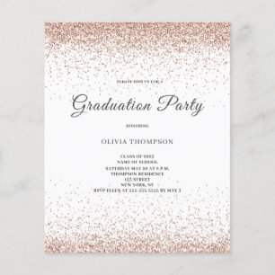 Budget Graduation Party Pink Glitter Invitation Flyer