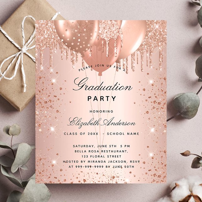 Budget graduation party rose gold blush glitter (Creator Uploaded)