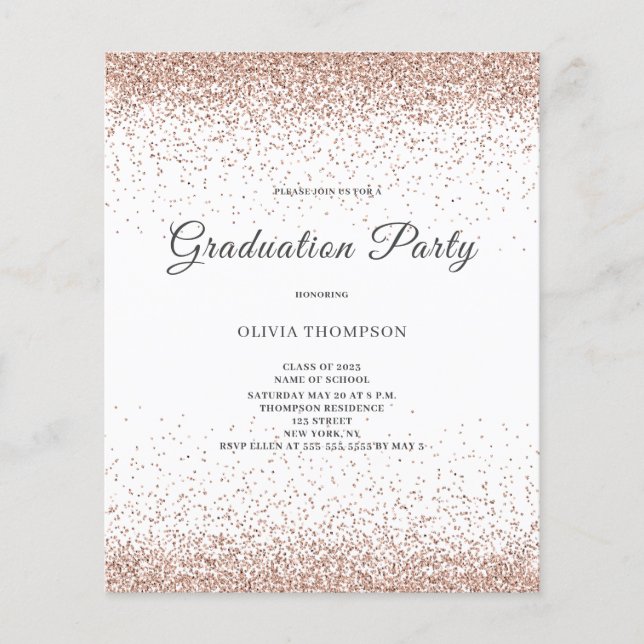 Budget Graduation Party Rose Gold Invitation  (Front)