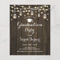 Budget Graduation Party Rustic Wood Invite