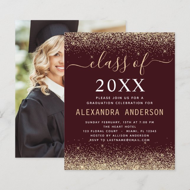 Budget Graduation Photo Burgundy Gold Class 2023 (Front/Back)