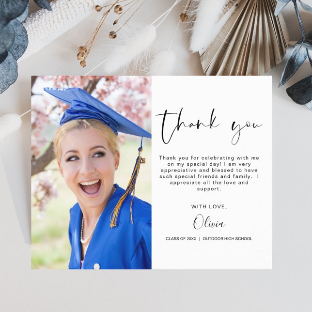 Budget Graduation Photo Minimalist Thank You Cards (Creator Uploaded)