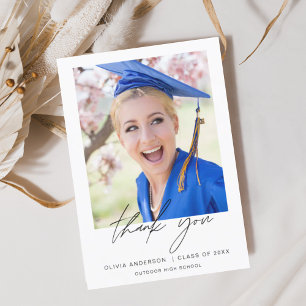 Budget Graduation Photo Minimalist Thank You Cards