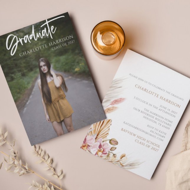 Budget Graduation Script Photo Party Invitation (Creator Uploaded)