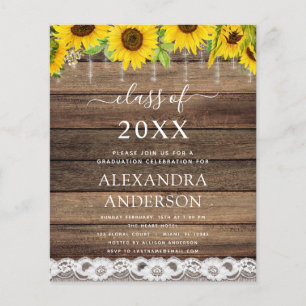 Budget Graduation Sunflower Rustic 2023 Invitation