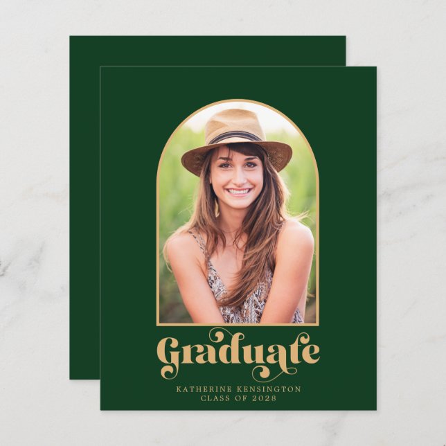 Budget Green and Gold Arch Photo Graduation Party (Front/Back)