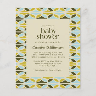 Budget Green Blue Shapes Baby Shower Invite