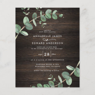 budget green eucalyptus dark wood rustic wedding