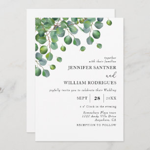 Budget Green Eucalyptus Foliage Wedding Invitation
