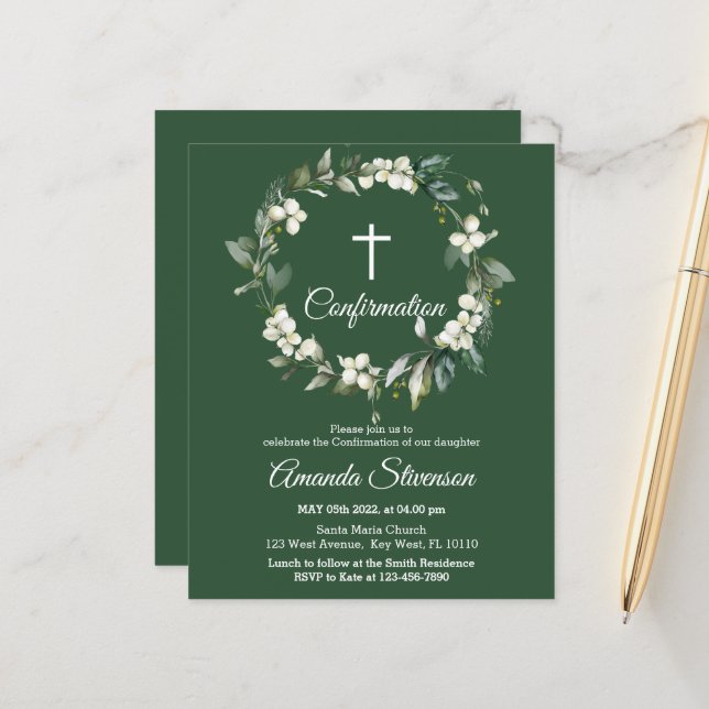 Budget Green | Floral Confirmation Flyer (Front/Back In Situ)