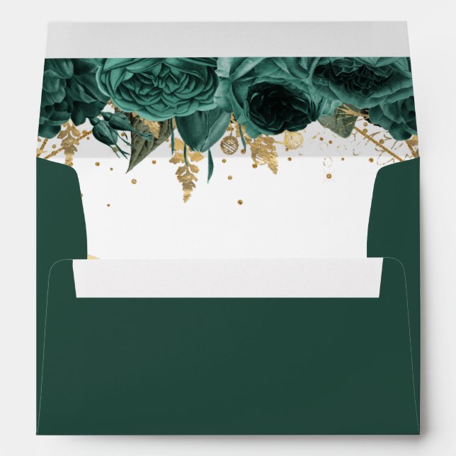 Budget Green Floral Elegant  Envelope (Back (Bottom))