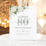 Budget Green Floral Surprise Birthday Invitation<br><div class="desc">Celebrate in style with an elegant grey and green floral surprise birthday invitation. This sophisticated design features soft grey tones paired with lush green florals, creating a serene yet festive ambiance. Perfect for a refined and memorable celebration, the delicate floral accents add a touch of natural beauty, while the modern...</div>