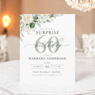 Budget Green Floral Surprise Birthday Invitation Flyer