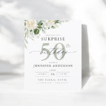 Budget Green Floral Surprise Birthday Invitation Flyer<br><div class="desc">Celebrate in style with an elegant grey and green floral surprise birthday invitation. This sophisticated design features soft grey tones paired with lush green florals, creating a serene yet festive ambiance. Perfect for a refined and memorable celebration, the delicate floral accents add a touch of natural beauty, while the modern...</div>